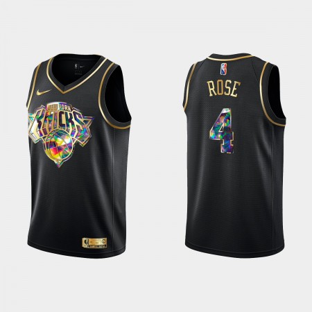 Maillot Basket New York Knicks Derrick Rose 4 Nike 2021-22 Noir Golden Edition 75th Anniversary Diamond Swingman - Homme